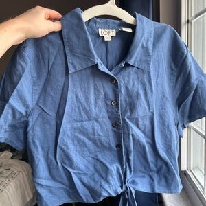 Cropped denim-esque shirt